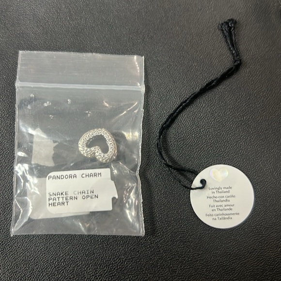 Authentic Pandora Snake Chain Open Heart Charm - Picture 2 of 7